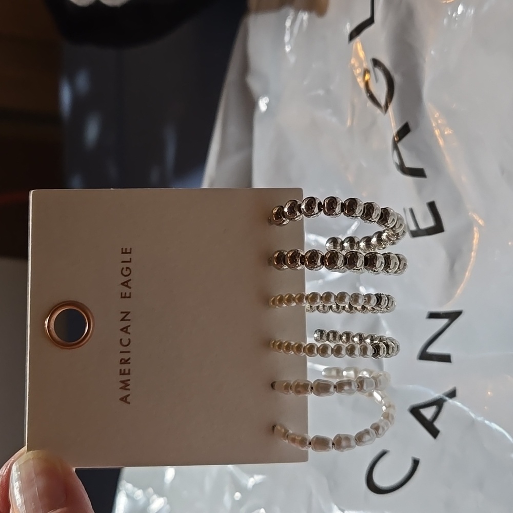 NWT-American Eagle Earrings 3 pair hoop/half hoop style - Picture 9 of 9